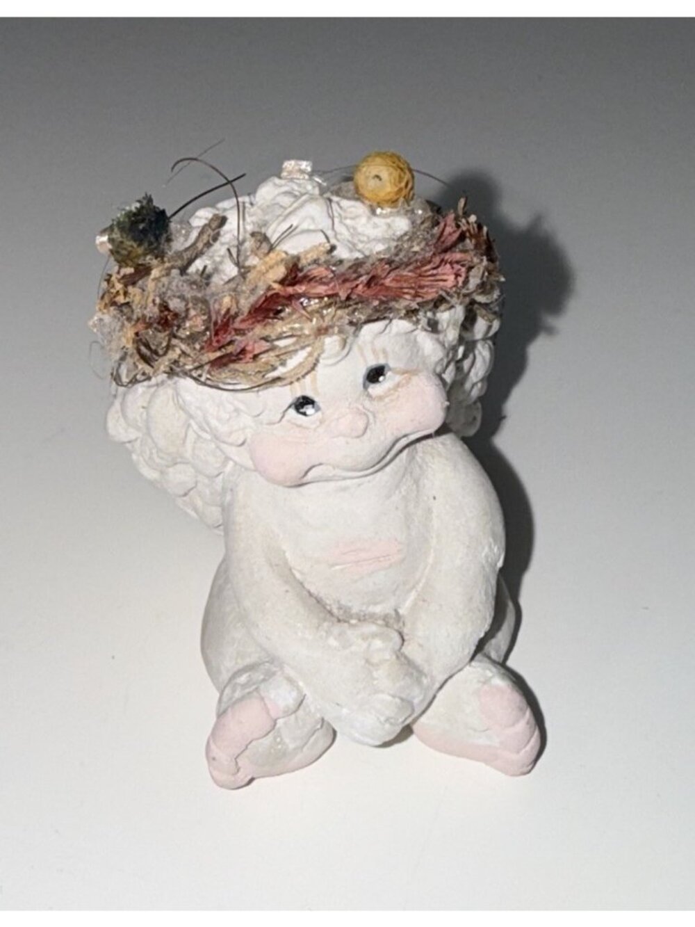 VTG Dreamsicles Cherub Angel Figurine Kristin Flower Crown Sitting Crossed Arms